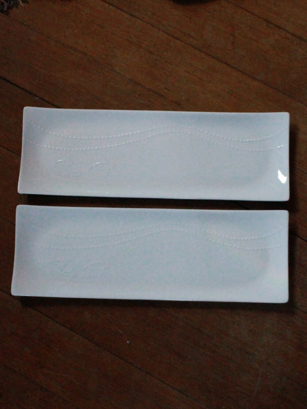 Pair of Crate&Barrel Raised Textured Design Porcelain Sushi Plates